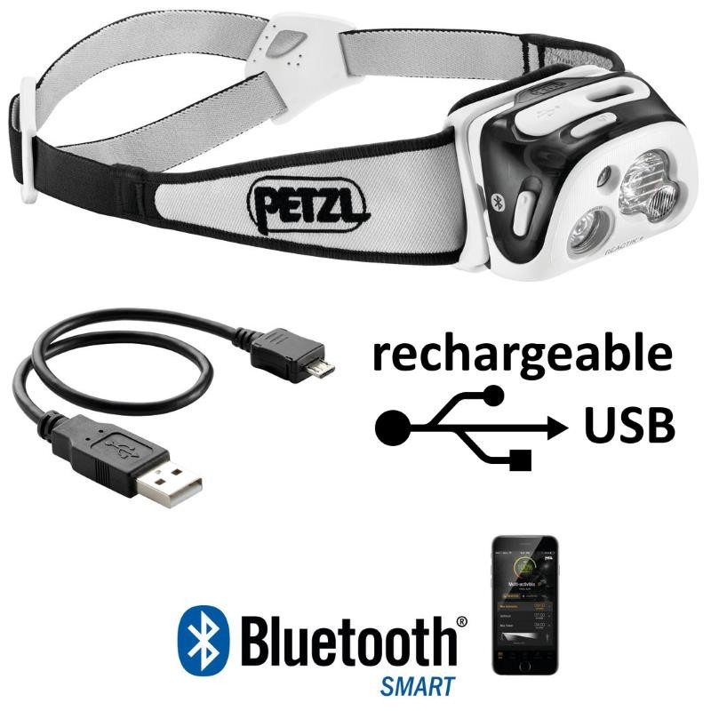 Reactik Plus Petzl : lampe frontale à connexion Bluetooth et USB