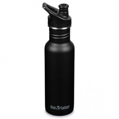 Gourde Klean Kanteen Classic noire Black avec bouchon Sport