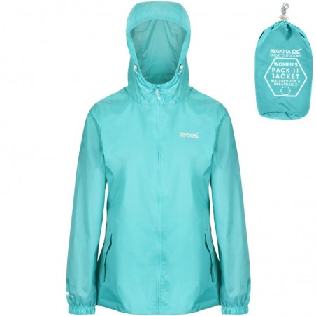 Veste imperméable de randonnée Regatta Women Pack-It Jacket III turquoise