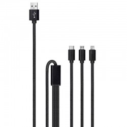 Câble USB Sunslice Trident 3 en 1 : USB-C, micro-USB et Apple iPhne Lightning