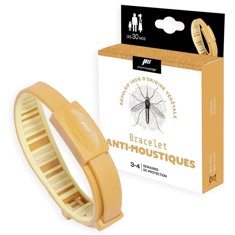 Bracelet Pharmavoyage anti moustiques et insectes beige