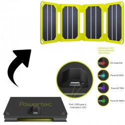 Panneau solaire et batterie nomade Powertec Pocket Power 6,5 W