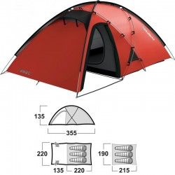 Tente Husky Felen 3-4 avec 3 à 4 places pour la randonnée et le voyage à vélo