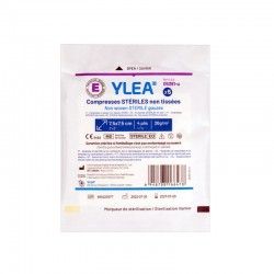 Compresses stériles non tissées YLEA 7,5 x 7,5 cm en sachet et lot de 5