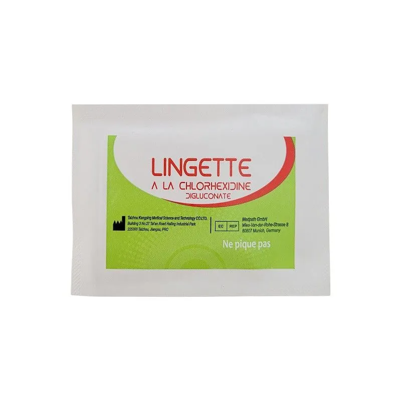 Lingette désinfectante à la chlorhexidine digluconate