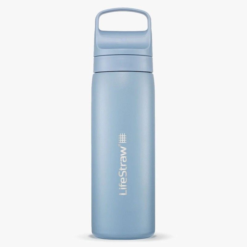 Gourde avec filtre à eau inclus Lifestraw Go Stainless Steel 530 ml bleue Icelandic Blue
