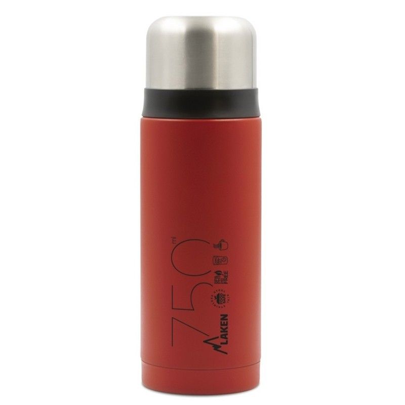 Bouteille Thermo Laken 0,75L inox rouge : gourde isotherme de randonnée