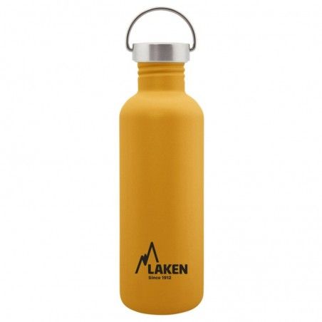 Gourde inox jaune Laken Basic Steel 1litre avec bouchon Vintage