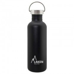 Gourde inox Laken Basic Steel 1litre de couleur noire avec bouchon Vintage