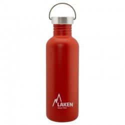 Gourde en acier inoxydable rouge Laken Basic Steel avec bouchon inox Vintage