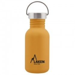 Gourde 0,5 l jaune Laken Basic Steel en acier inoxydable avec bouchon inox Vintage