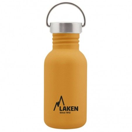 Gourde 0,5 l jaune Laken Basic Steel en acier inoxydable avec bouchon inox Vintage Gourde 0,5 l jaune Laken Basic Steel en acier inoxydable avec bouchon inox Vintage