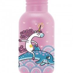 Gourde inox enfant Laken Basic Steel 0,5L rose avec bouchon Flow