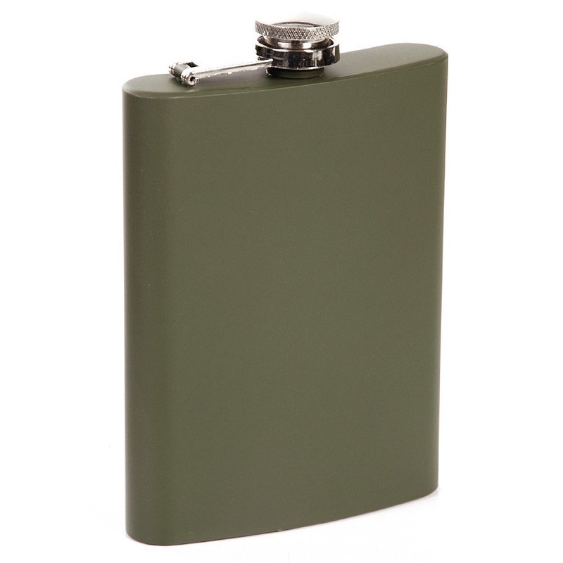 Flasque vert armée en acier inoxydable Pocket Flask Fosco Olive Green 8 oz 230 ml