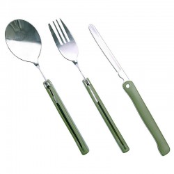 Set de couverts de camping Fosco Chow Kit Folding 3 pièces vert