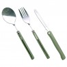 Set de couverts de camping Fosco Chow Kit Folding 3 pièces vert