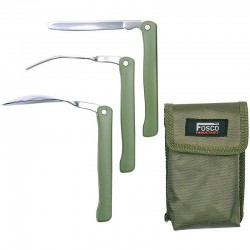 Kit de couverts de randonnée Fosco Chow Kit Folding 3 pièces vert