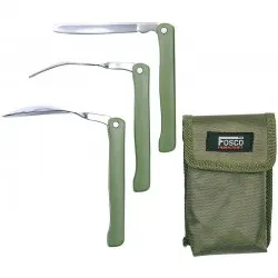 Kit de couverts de randonnée Fosco Chow Kit Folding 3 pièces vert