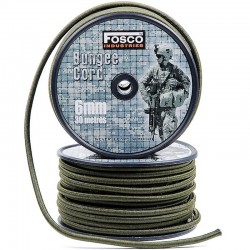 Corde élastique vert armée  de type militaire Fosco Bungee Cord 6 mm (vente au mètre)