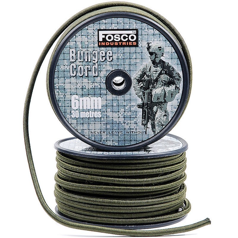 Corde élastique vert armée  de type militaire Fosco Bungee Cord 6 mm (vente au mètre)