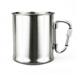 Tasse en acier inoxydable avec poignée mousqueton à vis Fosco 0,3 litre