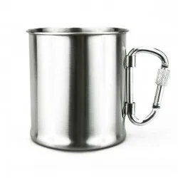 Tasse en acier inoxydable avec poignée mousqueton à vis Fosco 0,3 litre