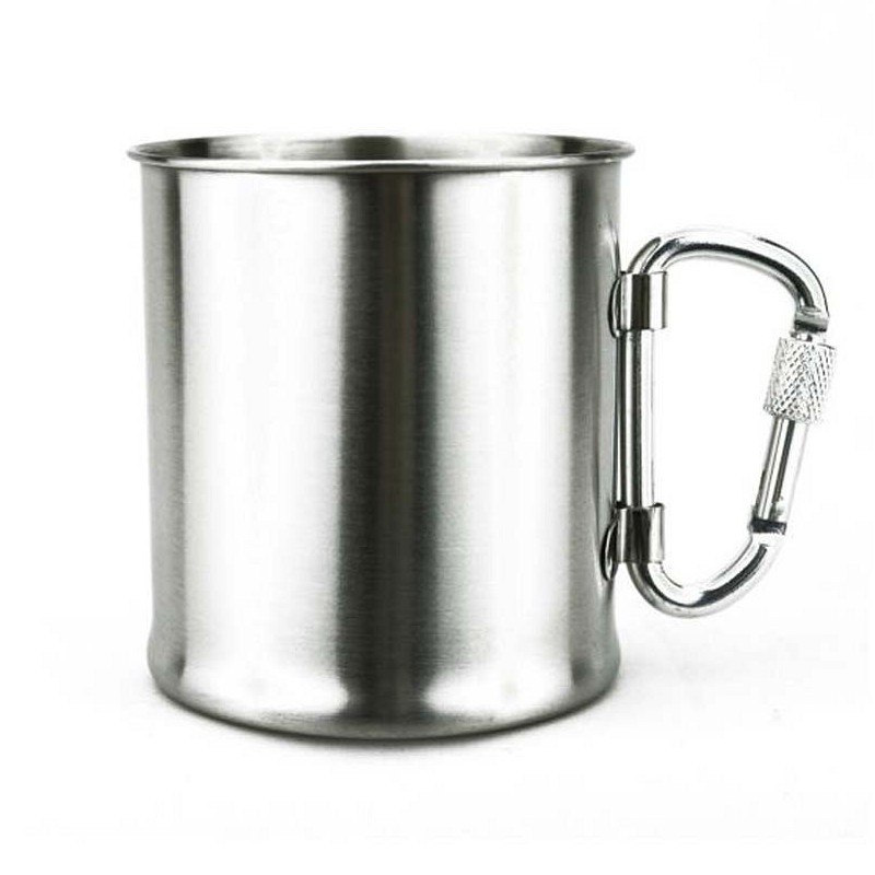 Tasse en acier inoxydable avec poignée mousqueton à vis Fosco 0,3 litre