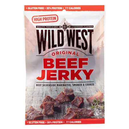 Viande séchée Wild West Beef Jerky Original en sachet de 25 grammes Viande séchée Wild West Beef Jerky Original en sachet de 25 grammes