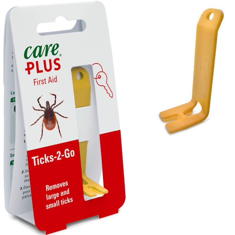 Pince à tique Care Plus Ticks 2 Go jaune, légère et compacte