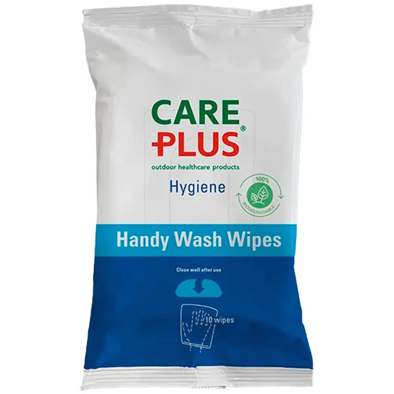 Lingettes nettoyantes biodégradables Care Plus Handy Wash Wipes en lot de 10