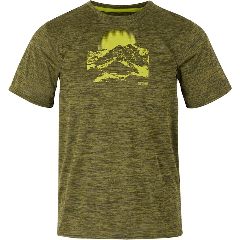 T-shirt de trek Regatta Fingal IX vert avec dessin de montagne