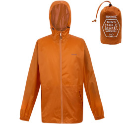 Veste de pluie orange Regatta Pack-It Jacket III imperméable et coupe-vent de randonnée