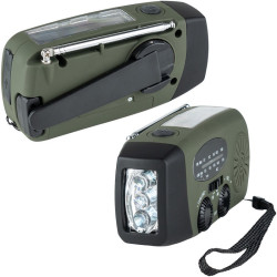 Radio de survie & lampe torche solaire à manivelle dynamo Fosco
