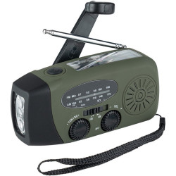 Radio d'urgence solaire avec manivelle dynamo et lampe torche Fosco