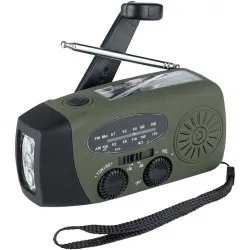Radio d'urgence solaire avec manivelle dynamo et lampe torche Fosco