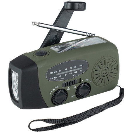 Radio d'urgence solaire avec manivelle dynamo et lampe torche Fosco Radio d'urgence solaire avec manivelle dynamo et lampe torche Fosco
