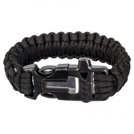 Bracelet paracorde pierre à feu et sifflet Highlander noir Bracelet paracorde pierre à feu et sifflet Highlander noir