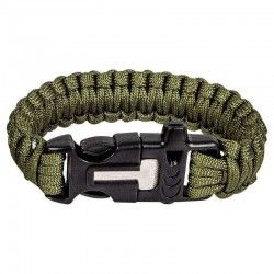 Bracelet paracorde pierre à feu et sifflet Highlander vert